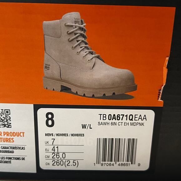 NWB Timberland Pro 6 Sawhorse Safety Toe‎ Boots Pink Nude Unisex Size W10 M8
